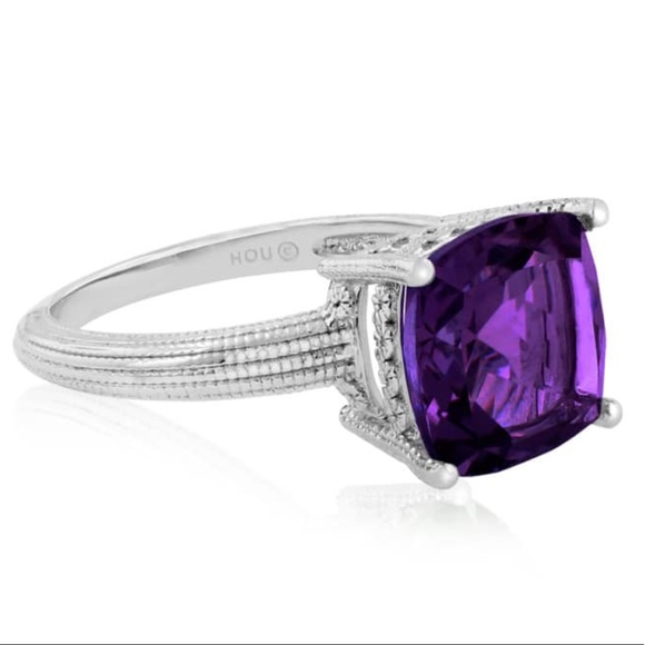 Amethyst Jeans Jewelry - New 5 CT Cushion cut amethyst large purple ring 7